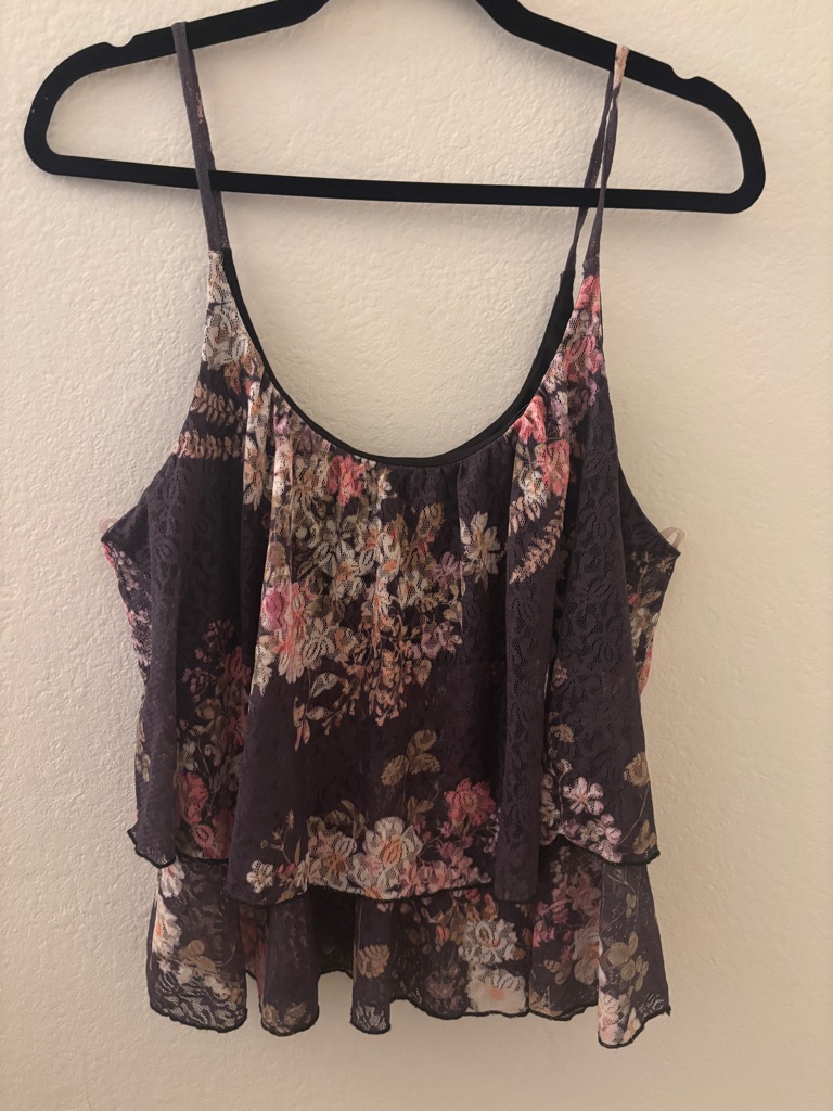 Floral Layered Spaghetti-Strap Women’s Crop Top